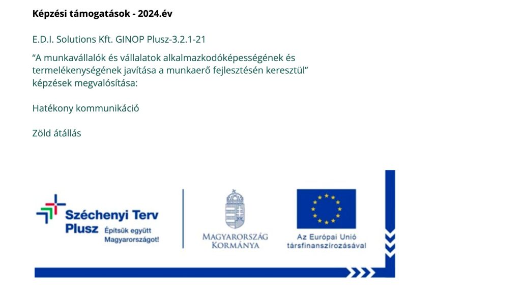 Képzési támogatások – 2024. év, GINOP Plusz-3.2.1-21, Széchenyi Terv Plusz